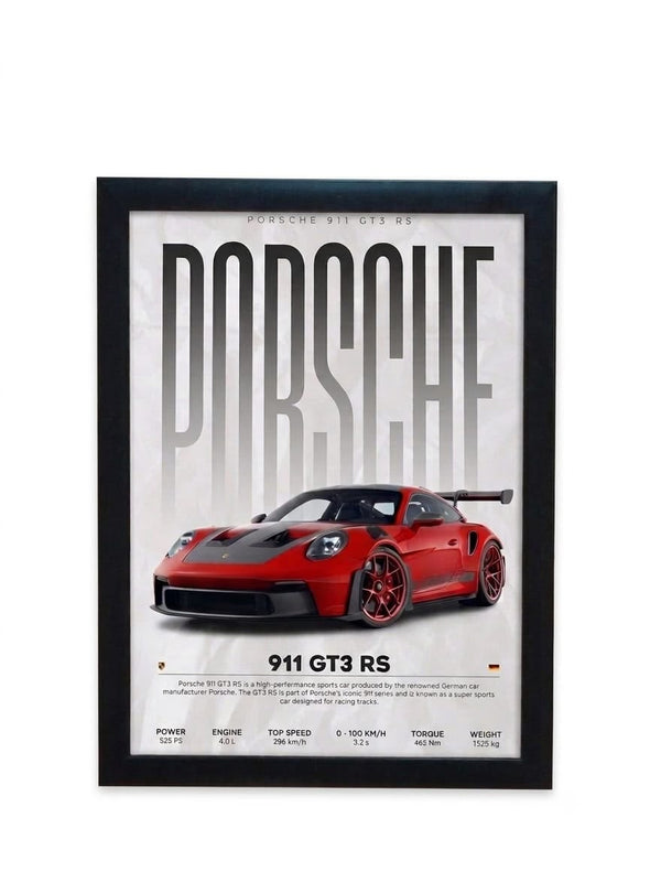 Porsche 911 gt3 rs performance wall art poster