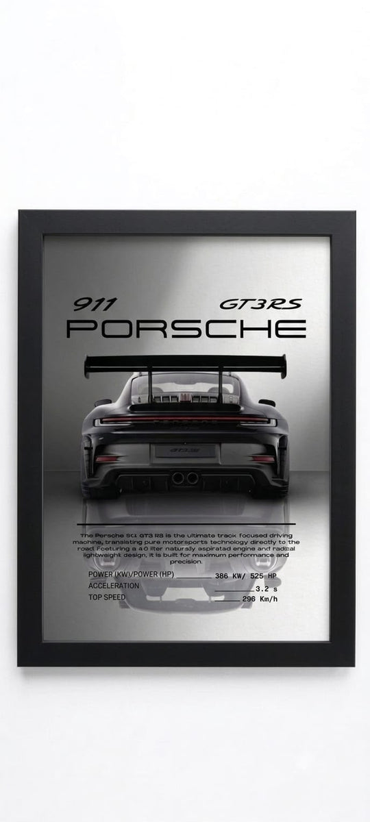 Porsche 911 gt3 rs rear view wall art poster