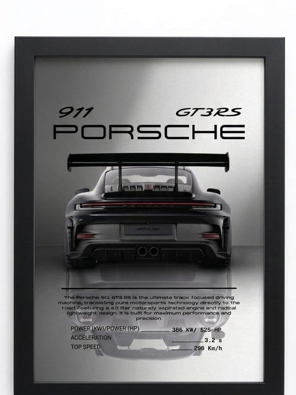 Porsche 911 gt3 rs rear view wall art poster